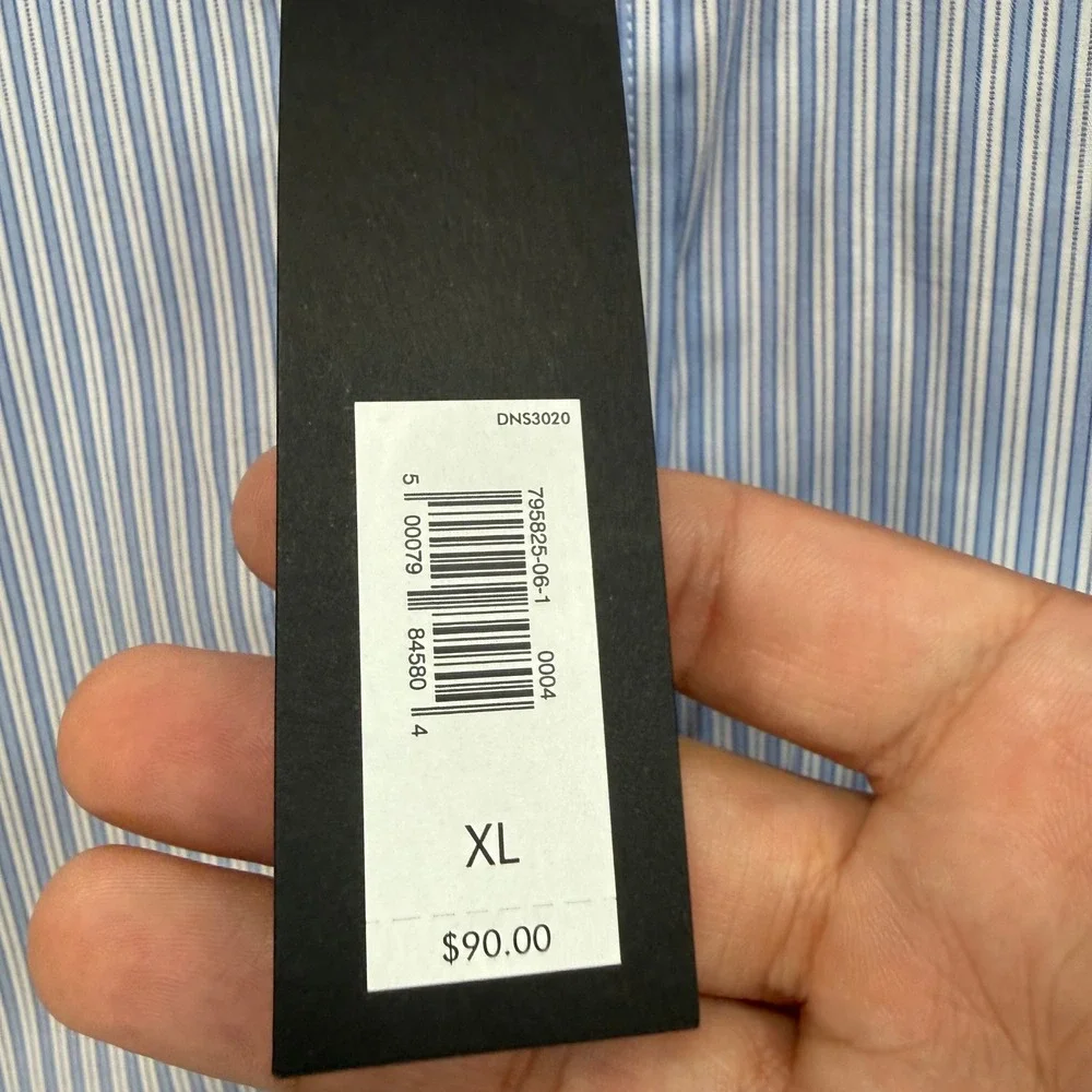 Banana Republic Dress Shirt Mens XL Blue Striped Slim Fit Poplin Button Down NEW